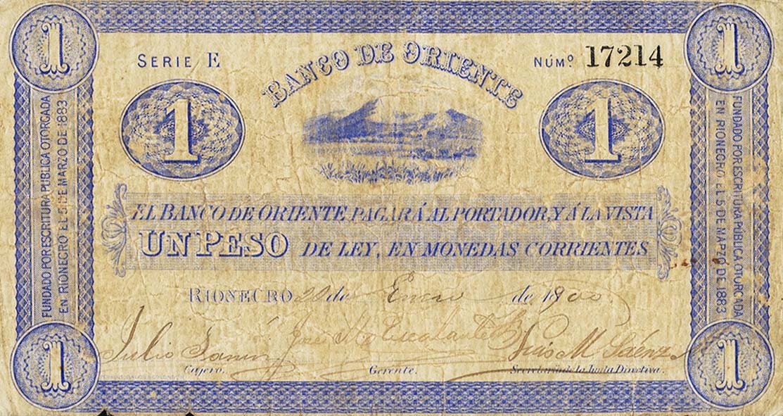 Front of Colombia pS697: 1 Peso from 1900