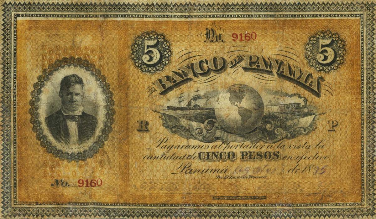 Front of Colombia pS722a: 5 Pesos from 1869