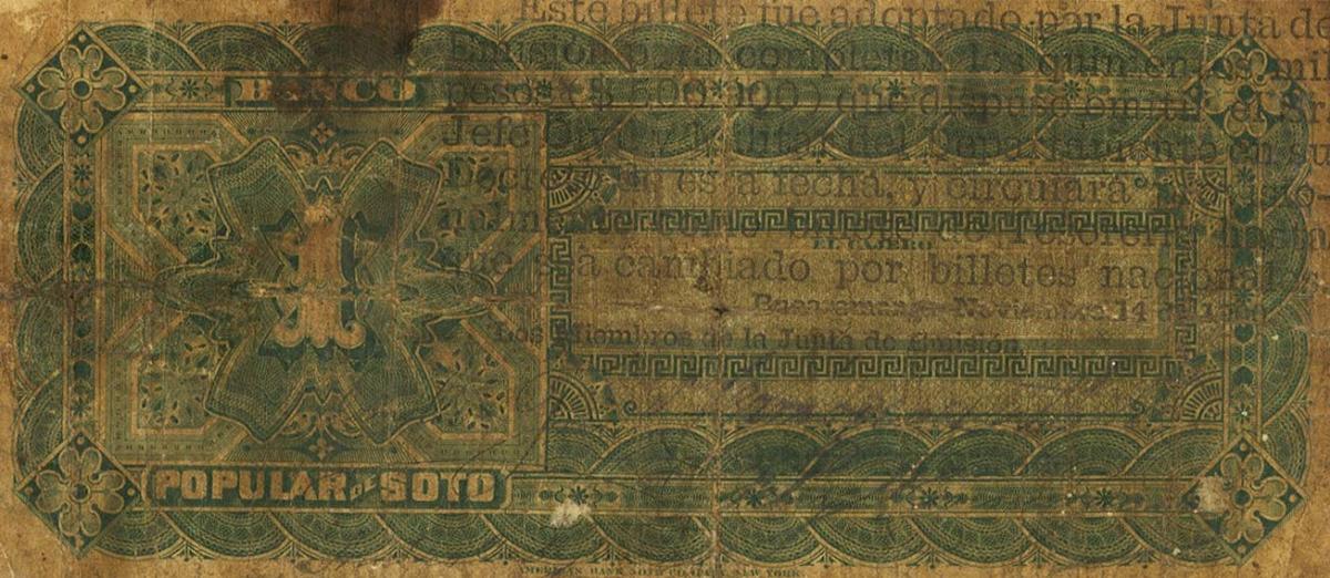 Back of Colombia pS781a: 1 Peso from 1880