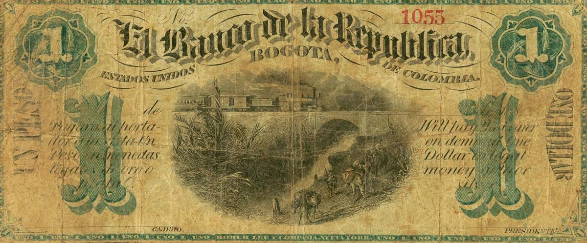 Front of Colombia pS807A: 1 Peso from 1880