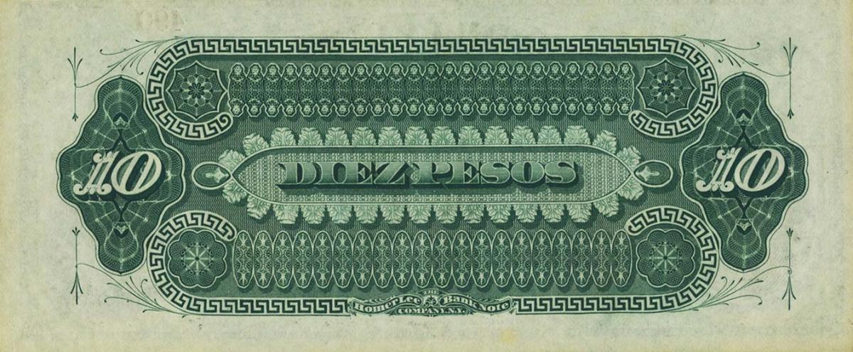 Back of Colombia pS810: 10 Pesos from 1880