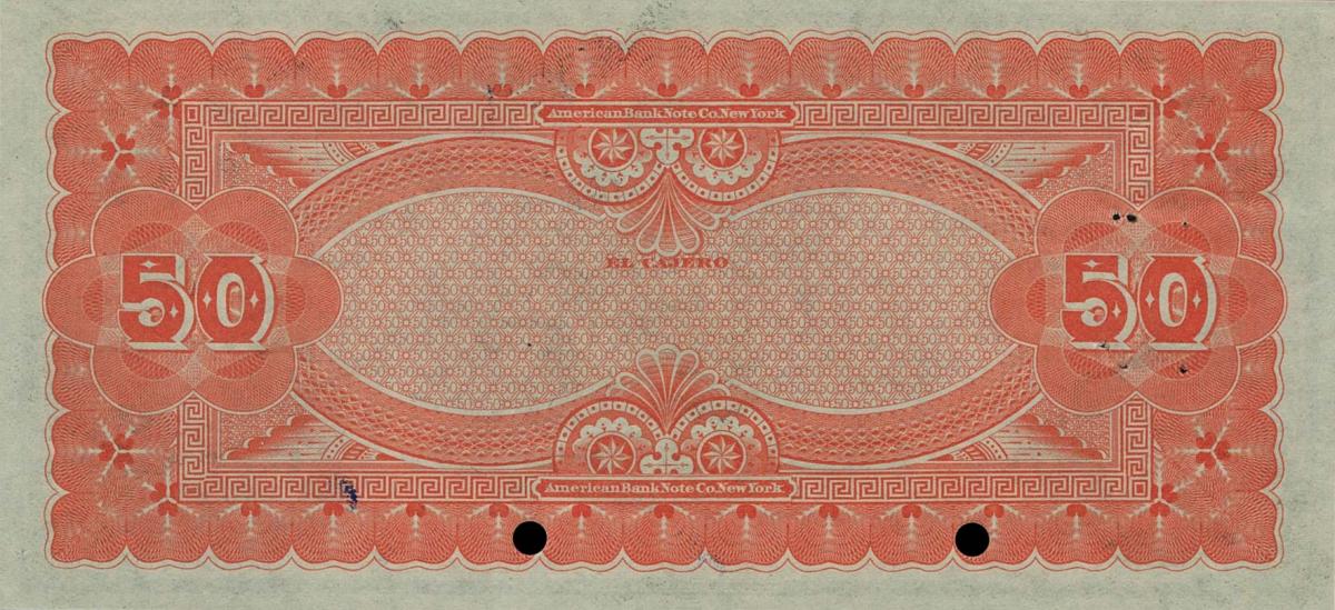 Back of Colombia pS817s: 50 Centavos from 1883