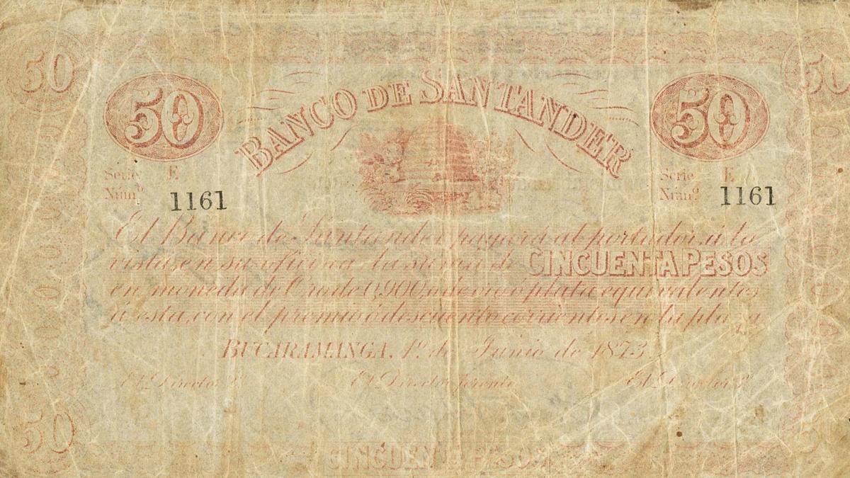 Front of Colombia pS835b: 50 Pesos from 1873