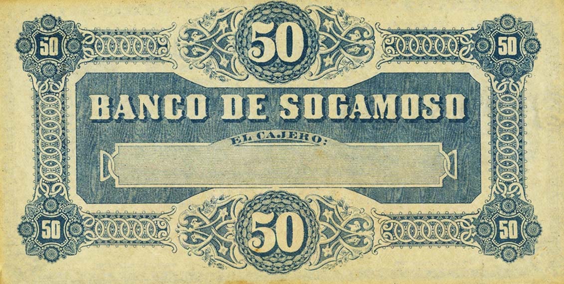 Back of Colombia pS844: 50 Pesos from 1882