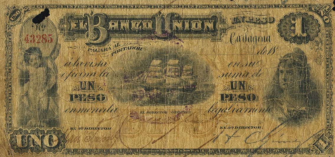 Front of Colombia pS866b: 1 Peso from 1887