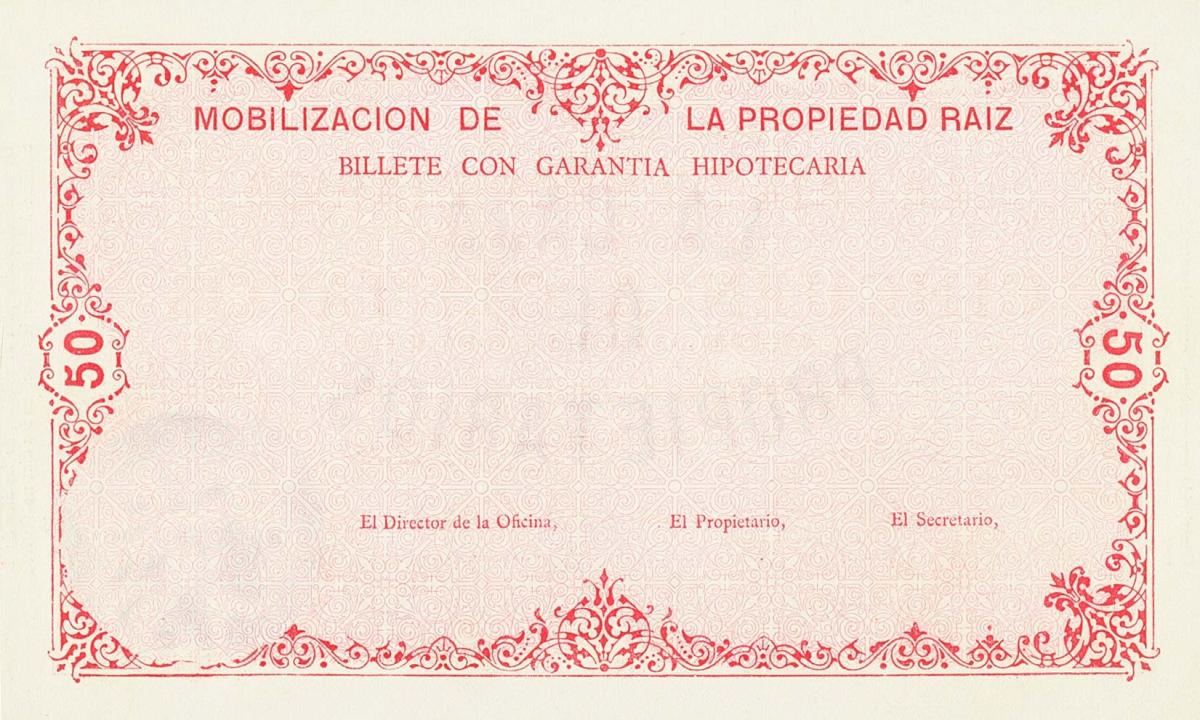 Back of Colombia pS881r: 50 Centavos from 1880