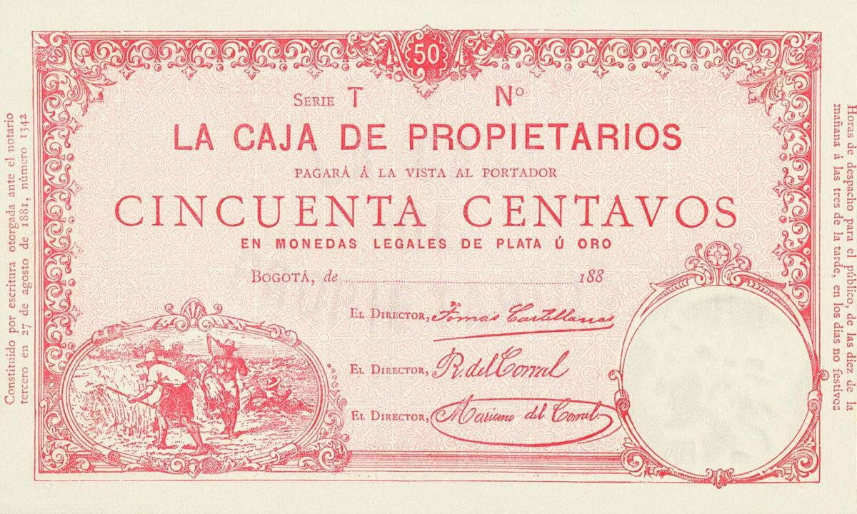 Front of Colombia pS881r: 50 Centavos from 1880