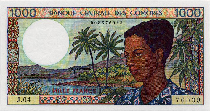 Front of Comoros p11b: 1000 Francs from 1994