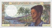 p8a from Comoros: 1000 Francs from 1976