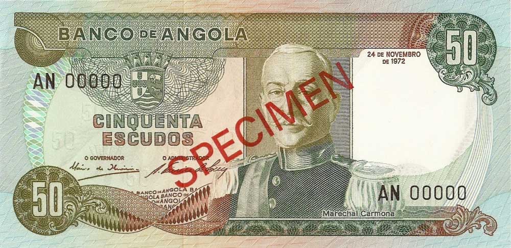 Front of Angola p100s: 50 Escudos from 1972