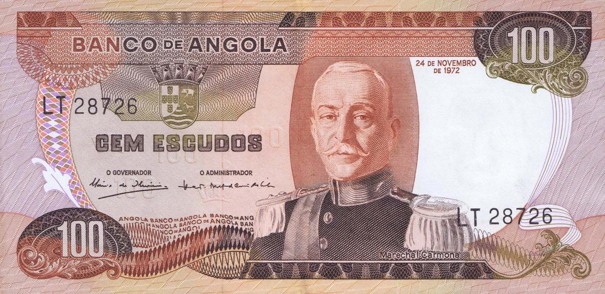 Front of Angola p101a: 100 Escudos from 1972