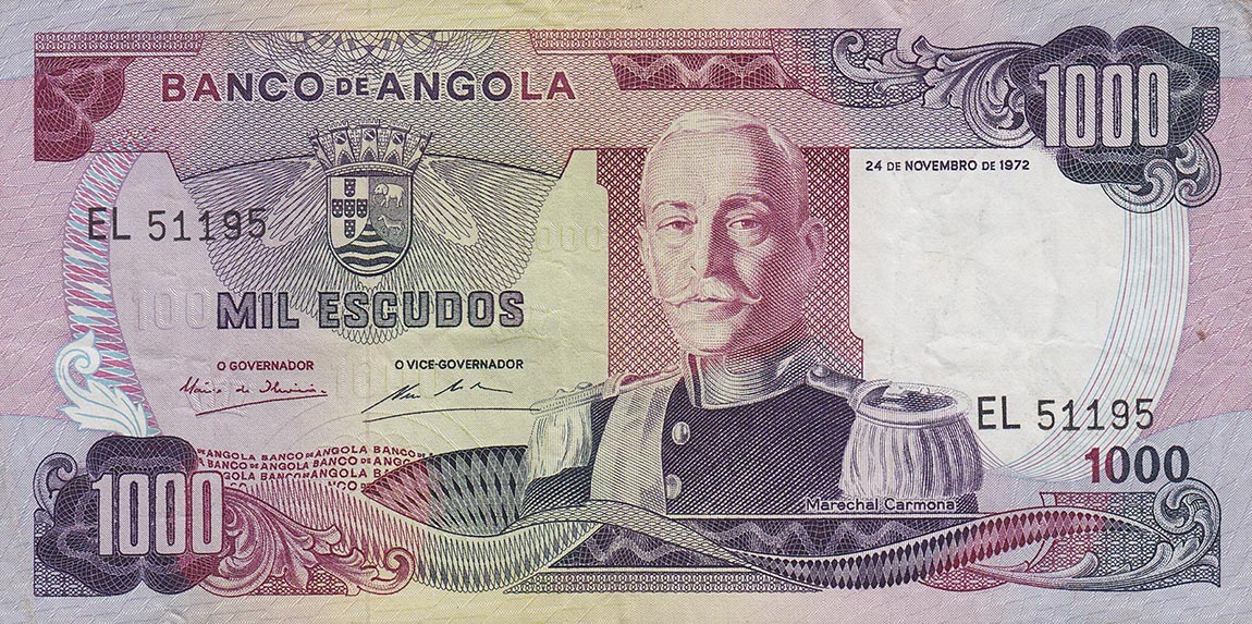 Front of Angola p103a: 1000 Escudos from 1972