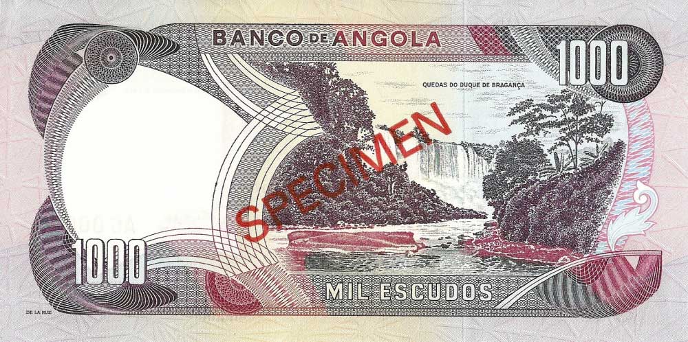 Back of Angola p103s: 1000 Escudos from 1972