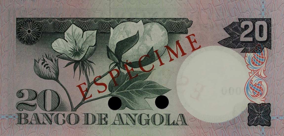 Back of Angola p104s: 20 Escudos from 1973