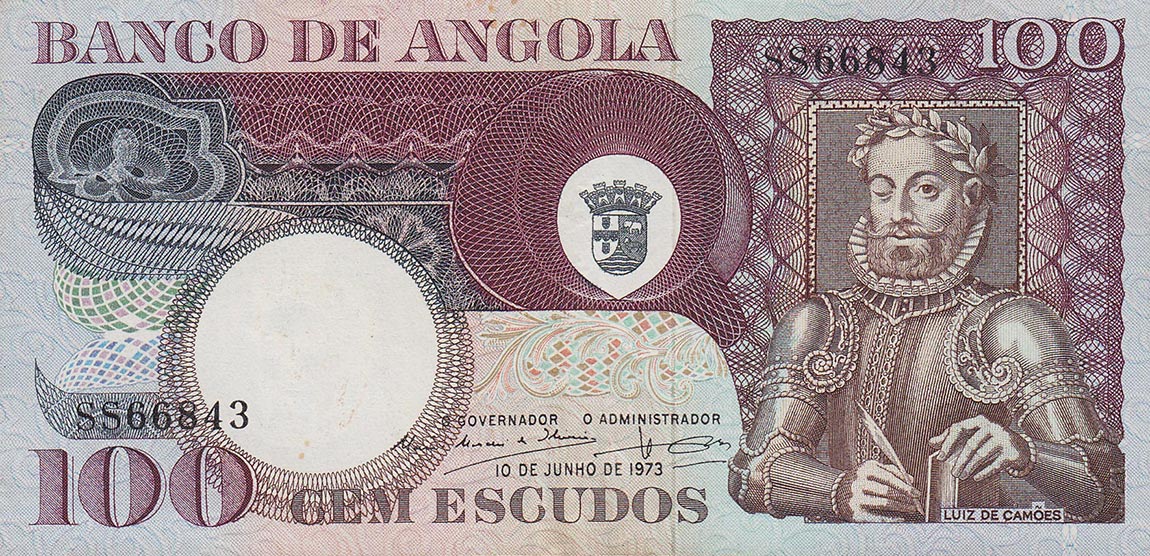 Front of Angola p106a: 100 Escudos from 1973