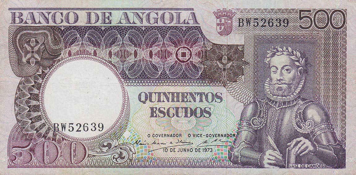 Front of Angola p107a: 500 Escudos from 1973