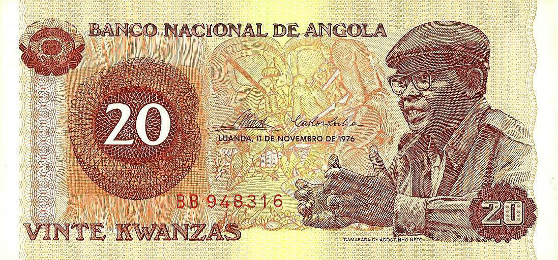 Front of Angola p109a: 20 Kwanzas from 1976