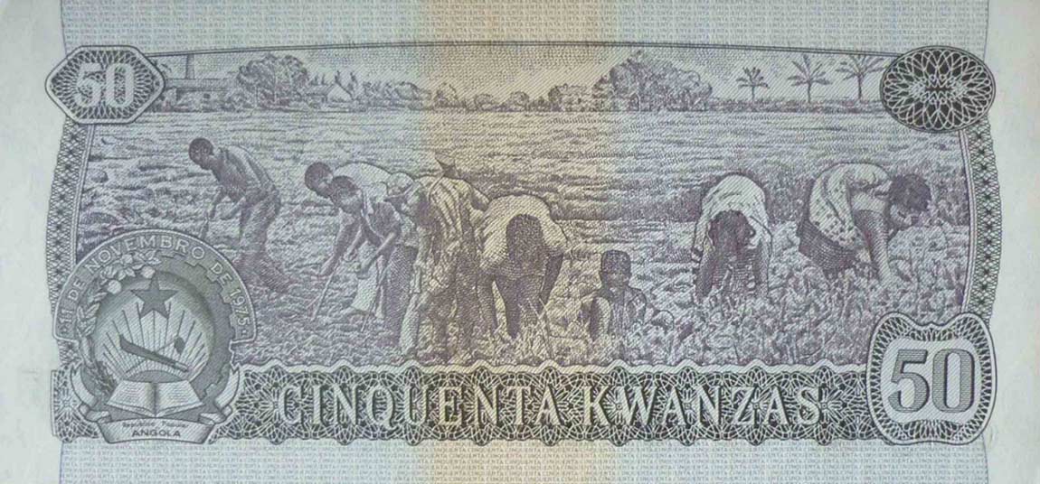 Back of Angola p110s: 50 Kwanzas from 1976