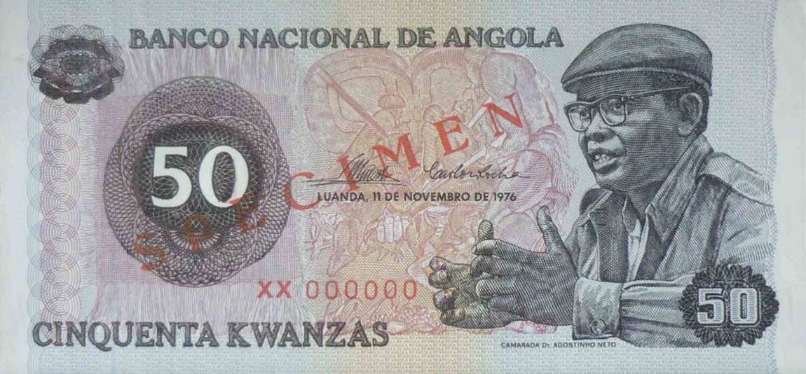 Front of Angola p110s: 50 Kwanzas from 1976