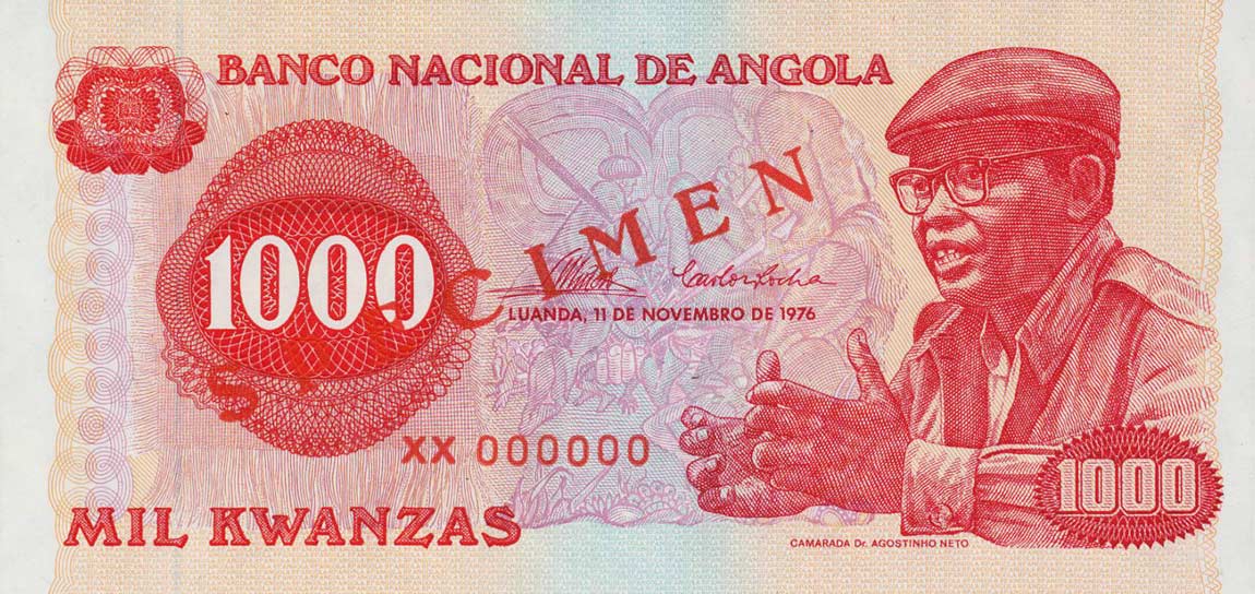 Front of Angola p113s: 1000 Kwanzas from 1976