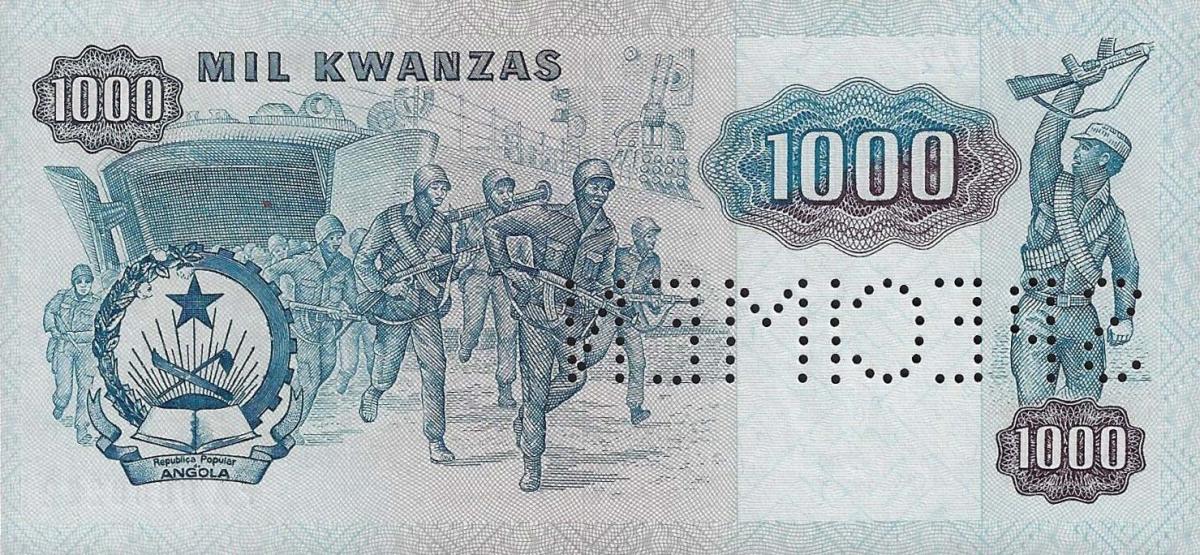 Back of Angola p121s: 1000 Kwanzas from 1984