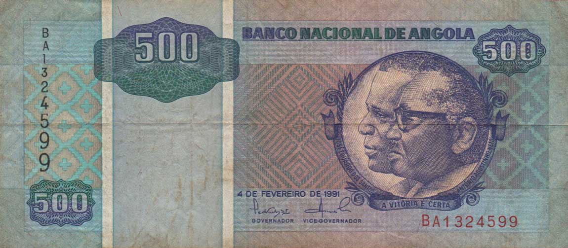 Front of Angola p128a: 500 Kwanzas from 1991