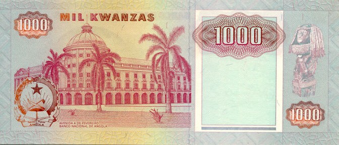 Back of Angola p129c: 1000 Kwanzas from 1991