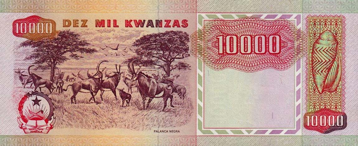 Back of Angola p131b: 10000 Kwanzas from 1991