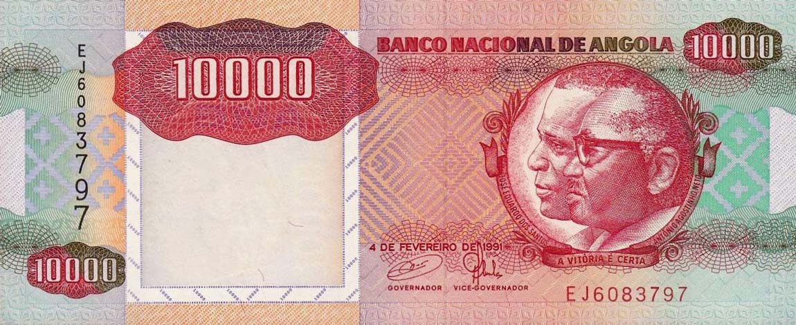 Front of Angola p131b: 10000 Kwanzas from 1991