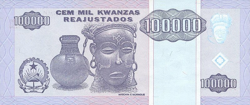 Back of Angola p139: 100000 Kwanzas Reajustados from 1995