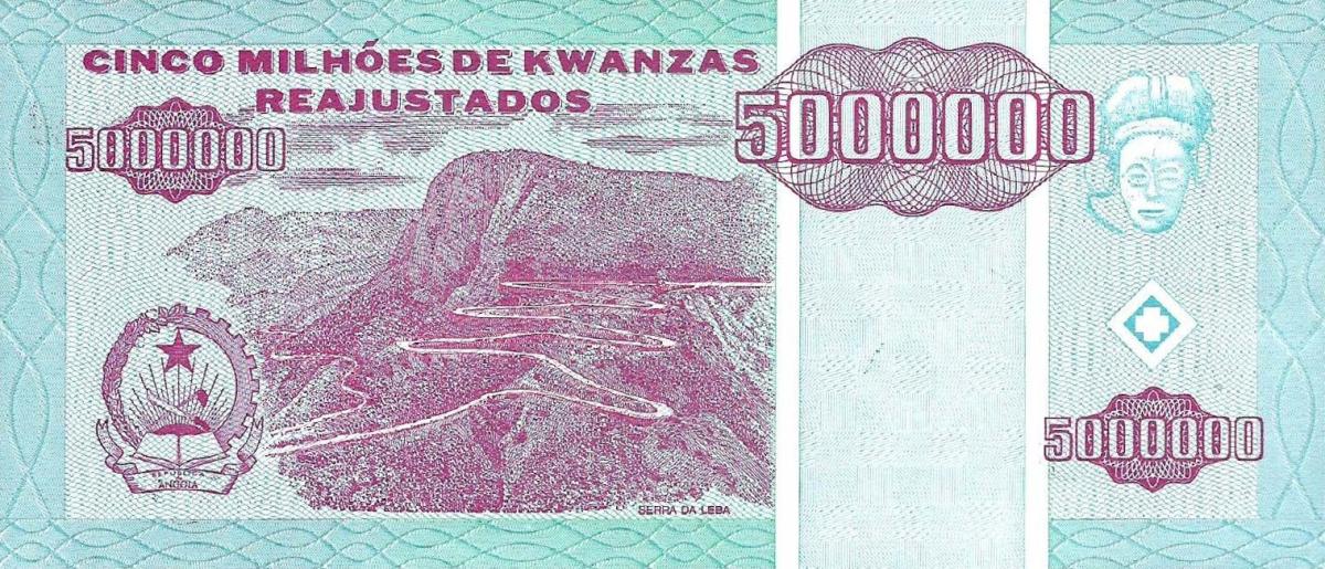 Back of Angola p142s: 5000000 Kwanzas Reajustados from 1995