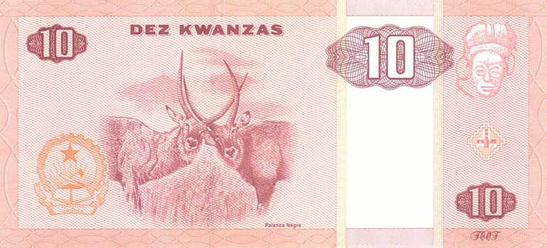 Back of Angola p145b: 10 Kwanzas from 2010