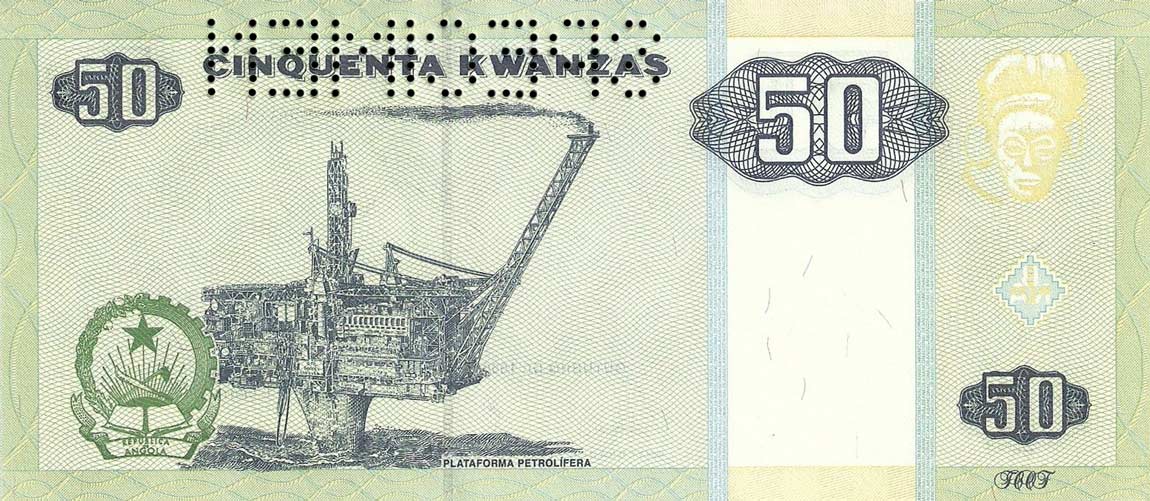 Back of Angola p146s: 50 Kwanzas from 1999