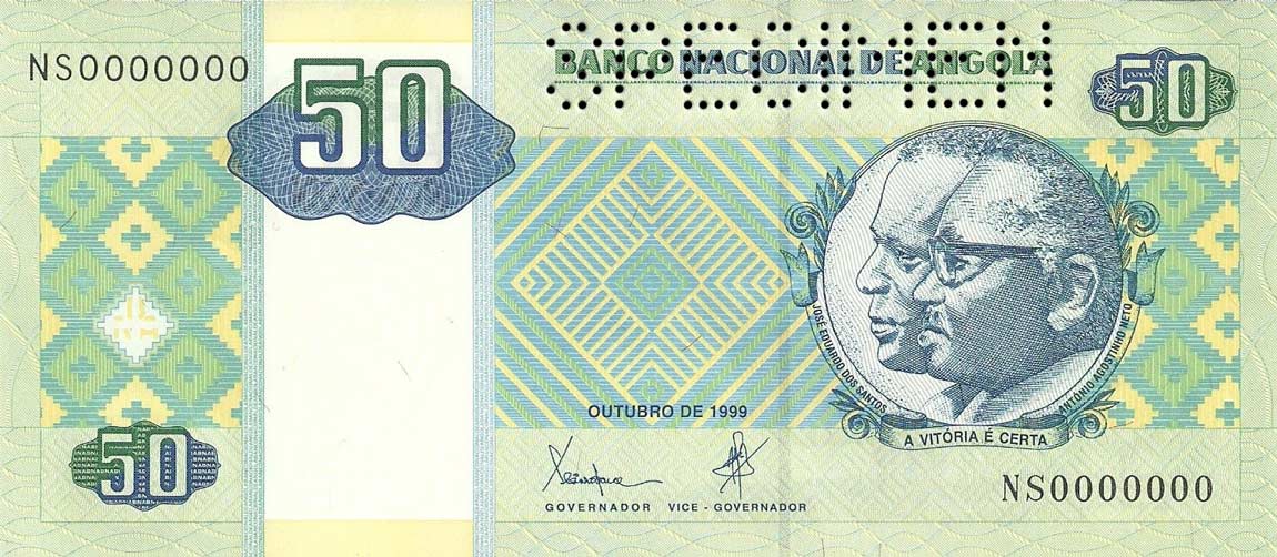 Front of Angola p146s: 50 Kwanzas from 1999