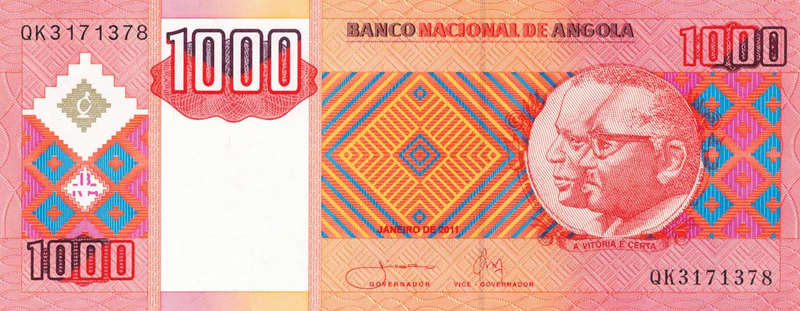 Front of Angola p150b: 1000 Kwanzas from 2011