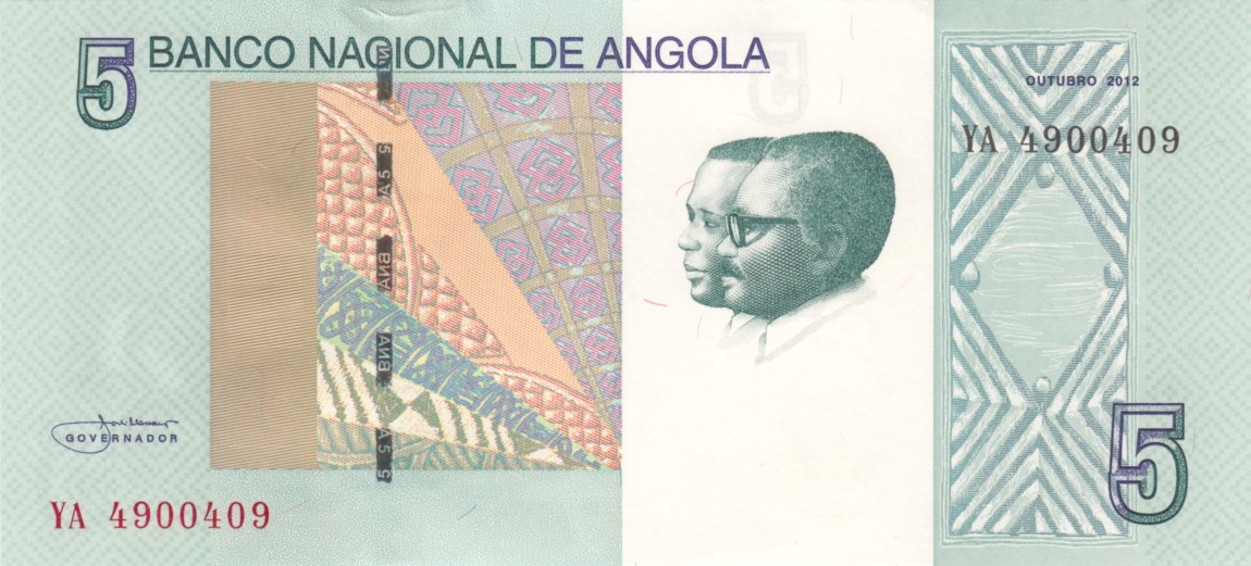 Front of Angola p151A: 5 Kwanzas from 2012