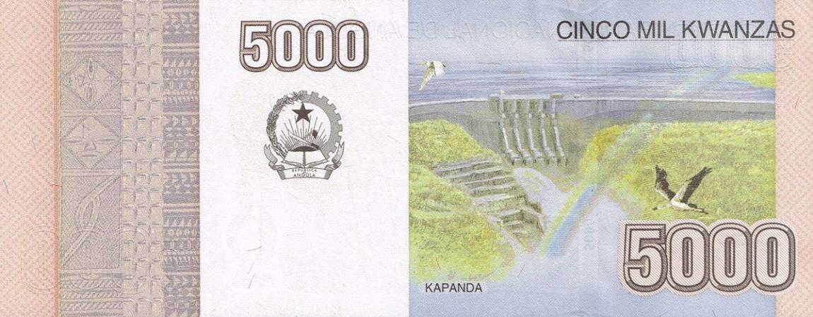 Back of Angola p158: 5000 Kwanzas from 2012