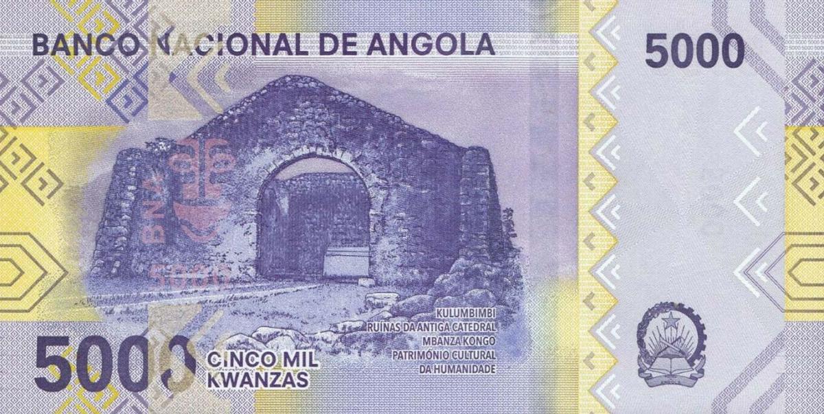 Back of Angola p164: 5000 Kwanzas from 2020