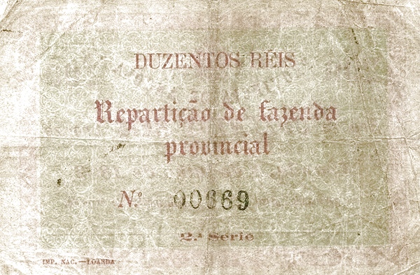 Back of Angola p20B: 200 Reis from 1892