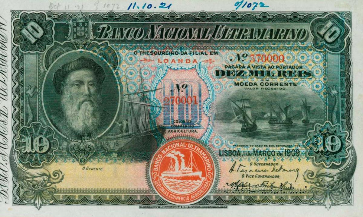 Front of Angola p34s: 10 Reis from 1909