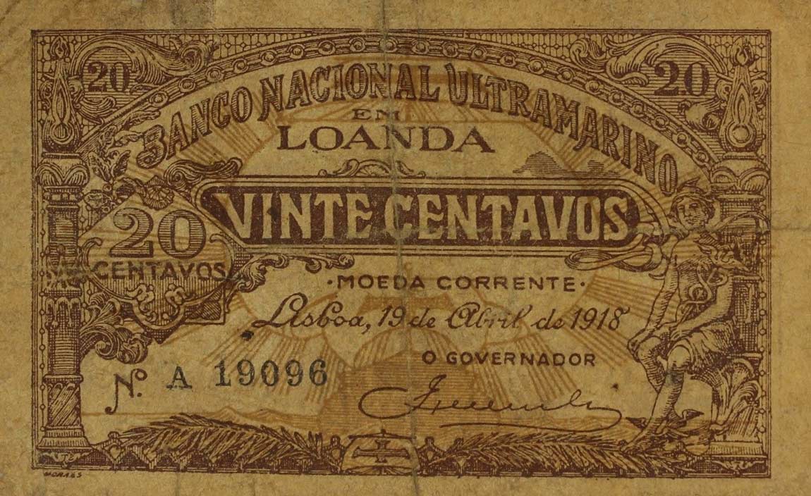 Front of Angola p50: 20 Centavos from 1918