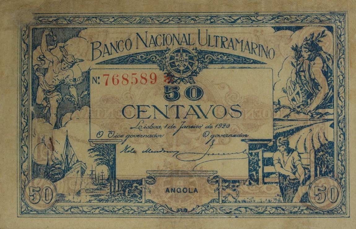 Front of Angola p53: 50 Centavos from 1920