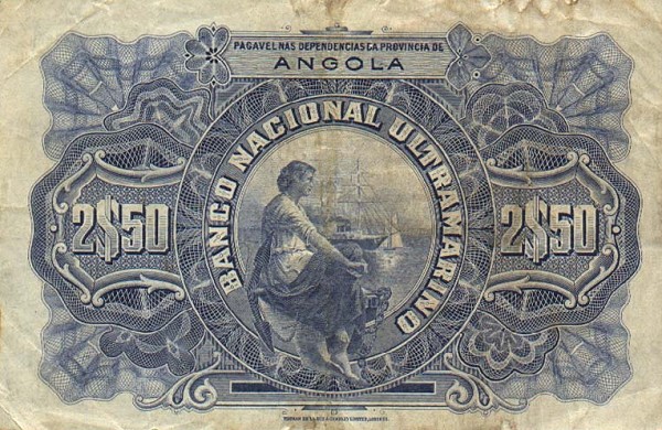 Back of Angola p56a: 2.5 Escudos from 1921