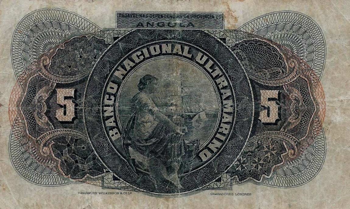 Back of Angola p57a: 5 Escudos from 1921