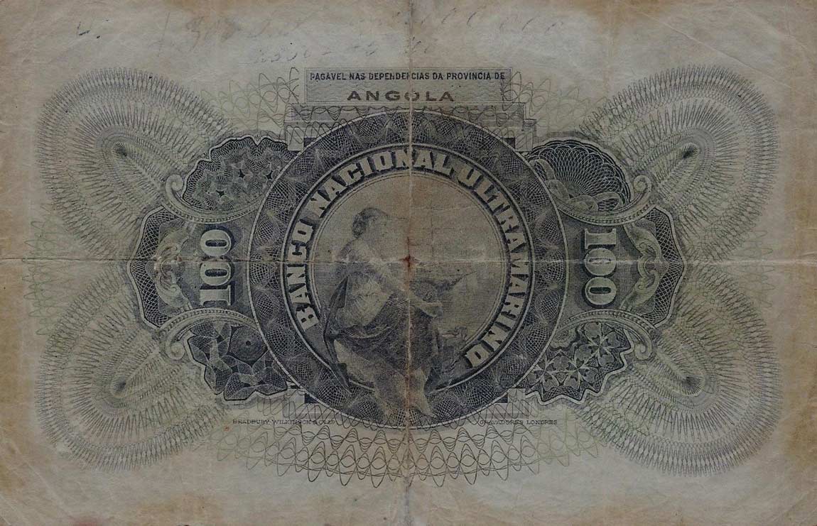 Back of Angola p61a: 100 Escudos from 1921