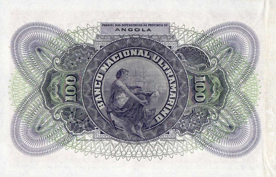 Back of Angola p61s: 100 Escudos from 1921