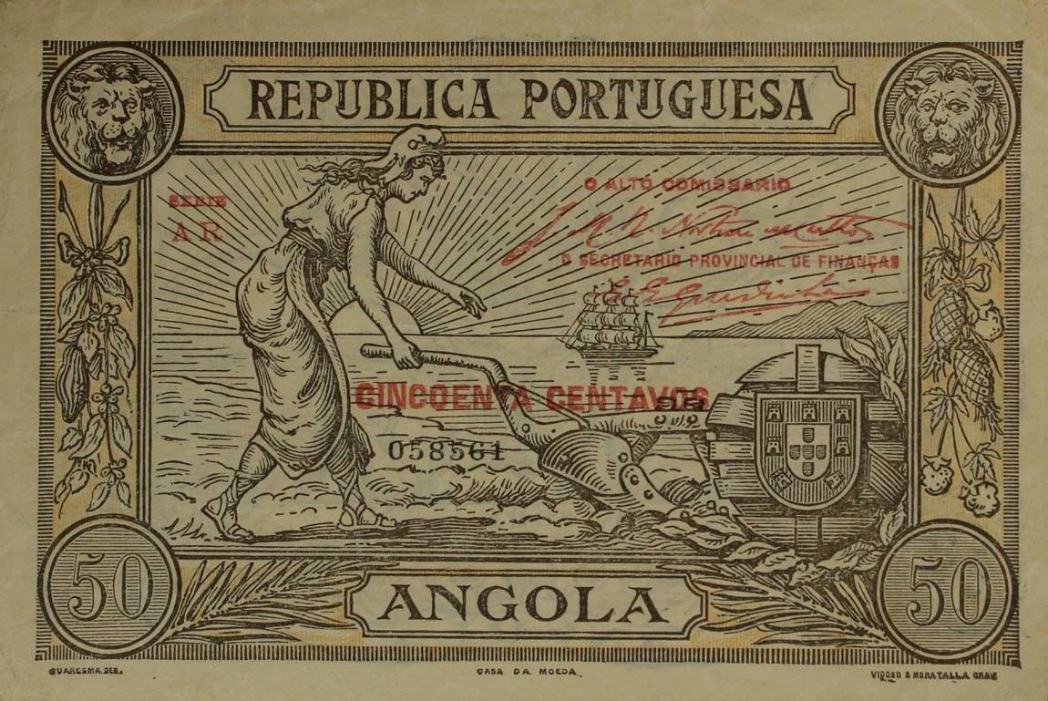 Front of Angola p62: 50 Centavos from 1921