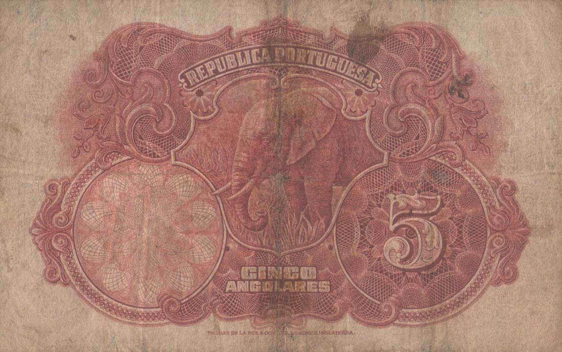 Back of Angola p66a: 5 Angolares from 1926