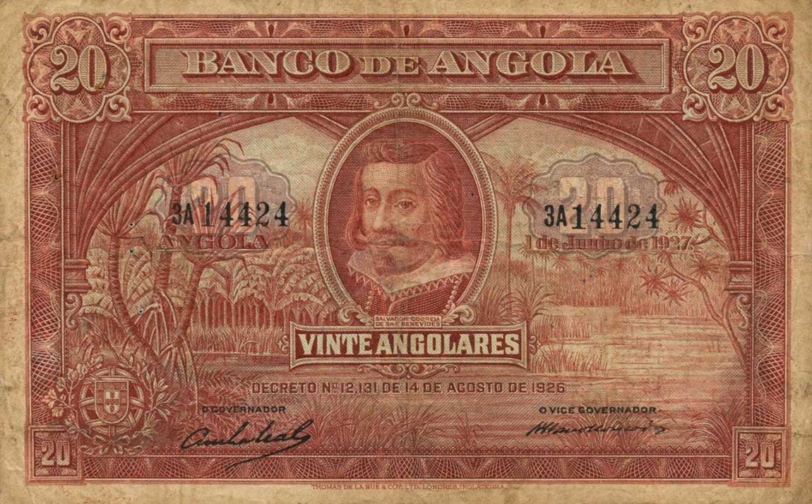 Front of Angola p72: 20 Angolares from 1927