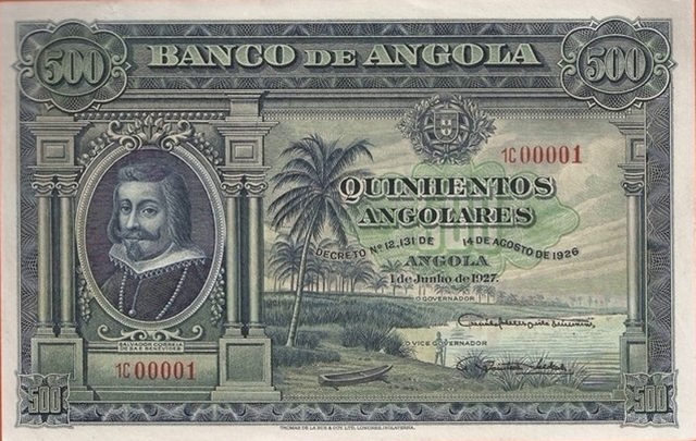 Front of Angola p76a: 500 Angolares from 1927